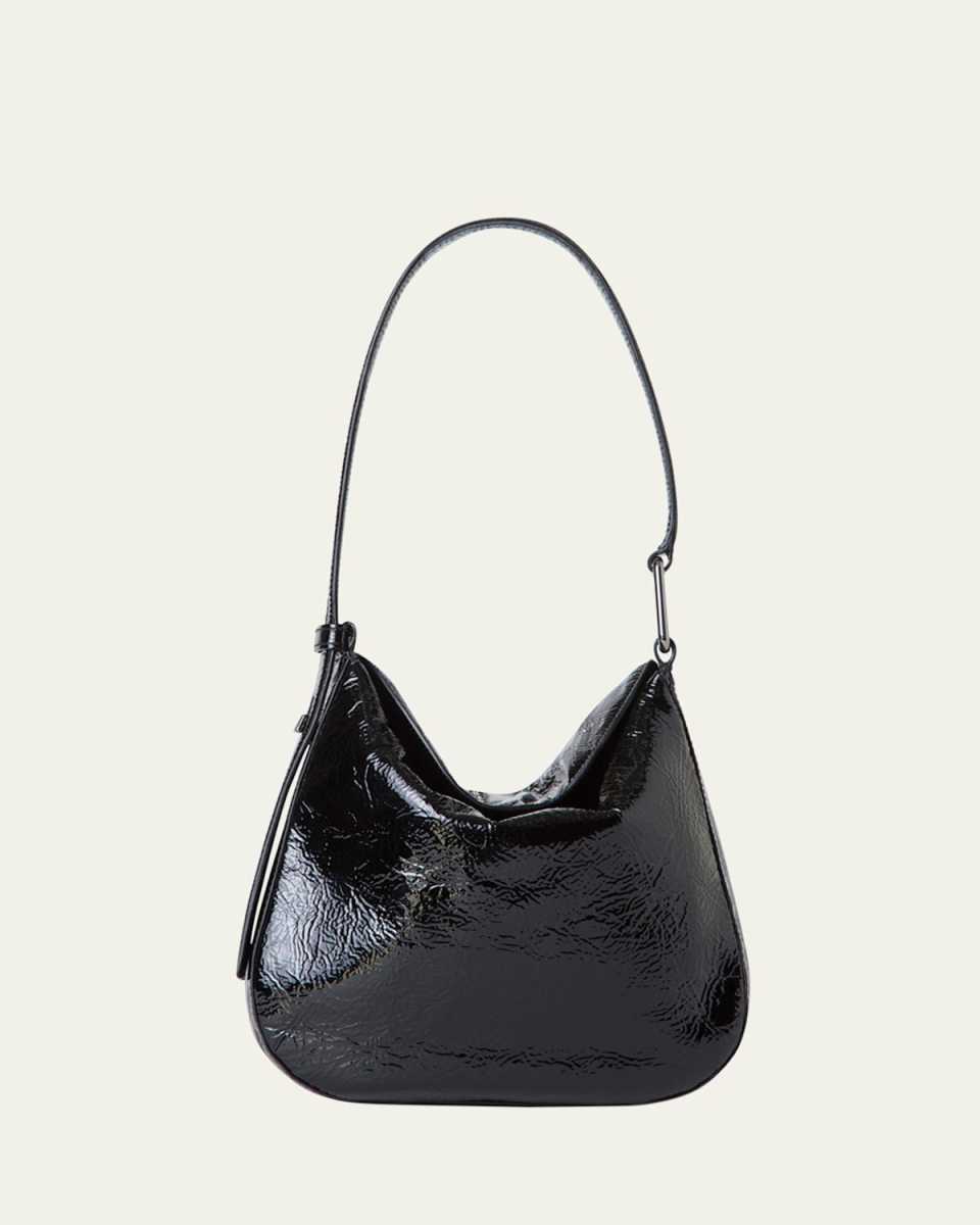 Anna Lacquered Leather Small Hobo Bag